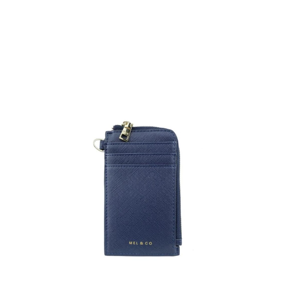 Mel&Co Saffiano-Effect L-Zip Lanyard Card Holder
