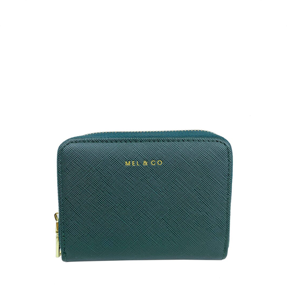 Mel&Co Saffiano-Effect Zip-Around Card Holder