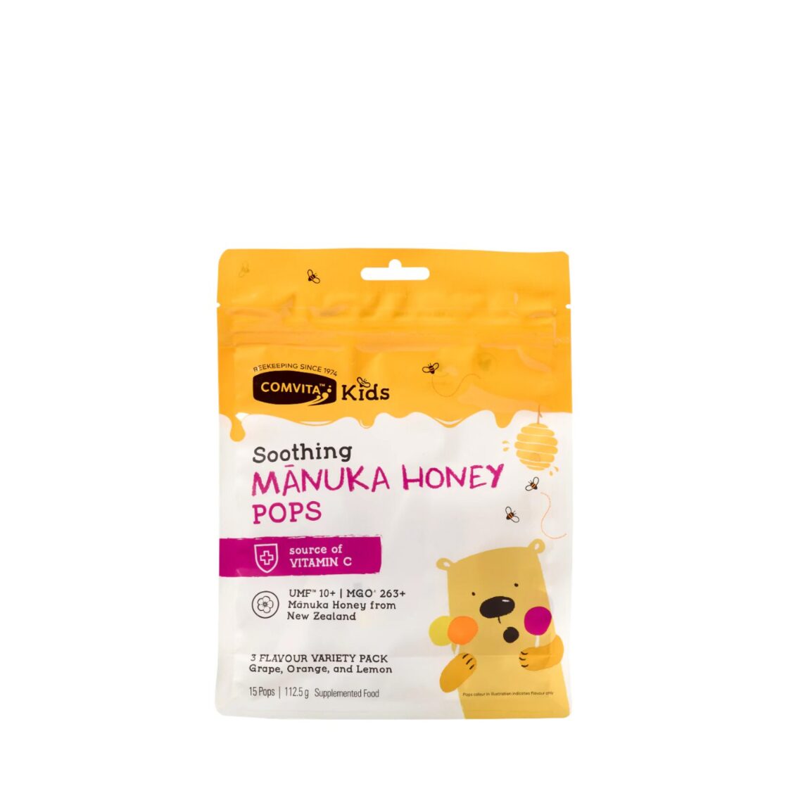 Comvita Kids UMF 10+ Manuka Honey Soothing Pops (15 Pops)