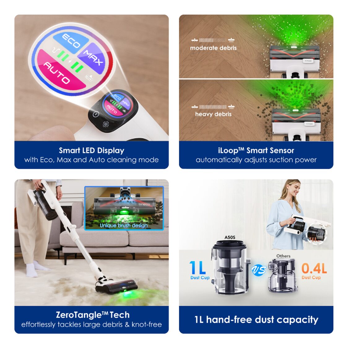 Tineco Pure One A50S Plus Cordless Stick Vacuum Cleaner - Black