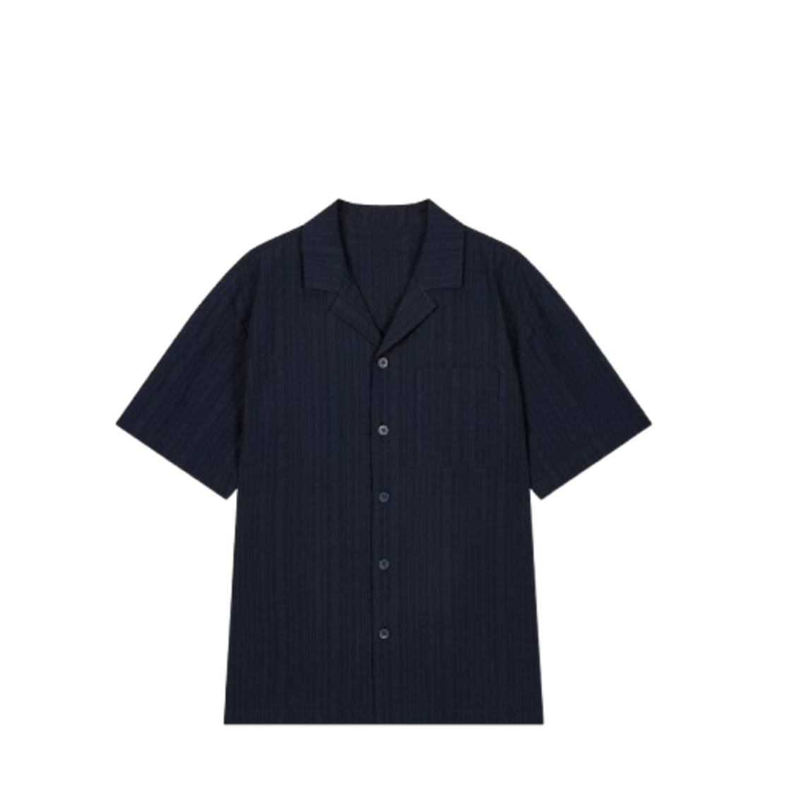 Jaju Men Cotton Rayon Seersucker Short Sleeve Pajama Shirt Navy