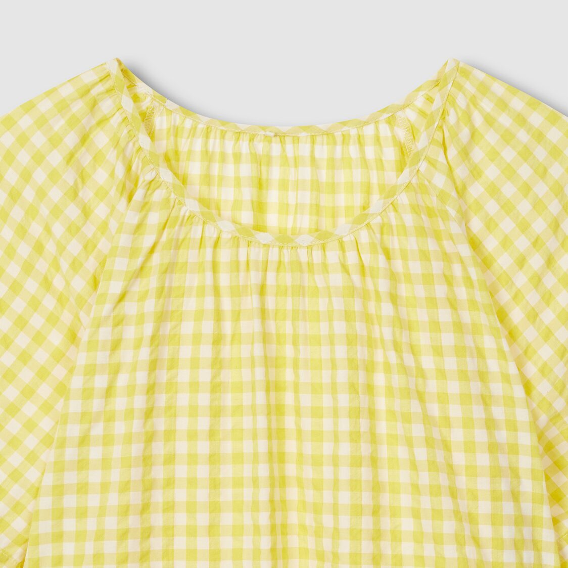 Jaju Women Cotton Seersucker Short Sleeve Pajama Dress Light Yellow