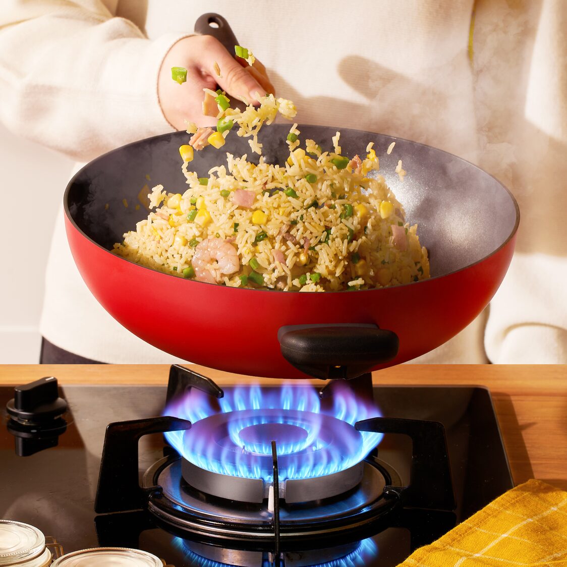 Meyer Bauhaus Nonstick 28cm Roma Red Open Stirfry with Helping Handle (Induction) 14204