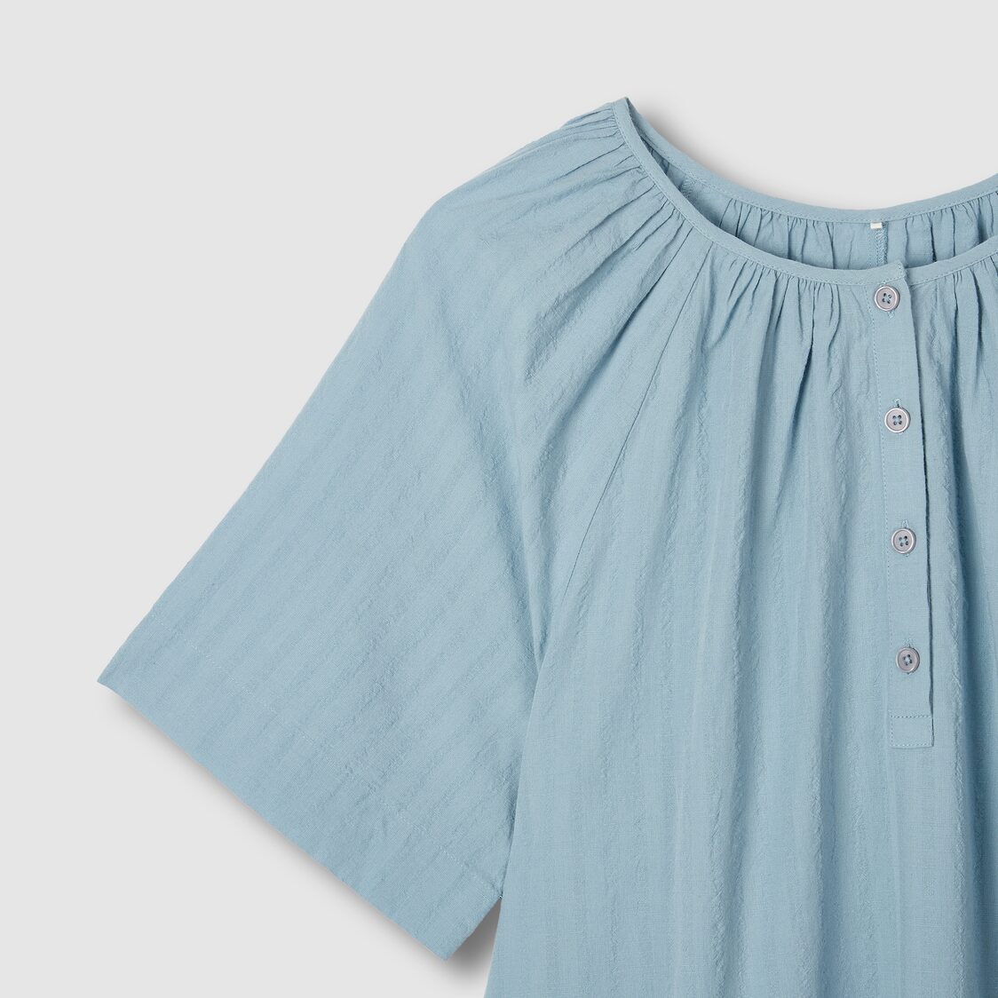 Jaju Women Cotton Shirring Pajama Dress Mint Blue