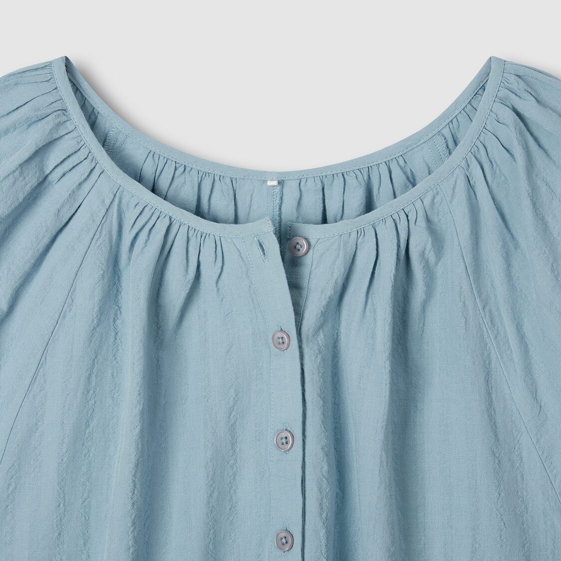 Jaju Women Cotton Shirring Pajama Dress Mint Blue