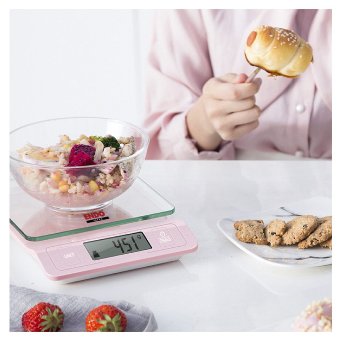 Endo High Precision Digital Kitchen Scale - Blue (E - DKS5460) - Metro Singapore Departmental Store - Celebrating 69 Years in SG