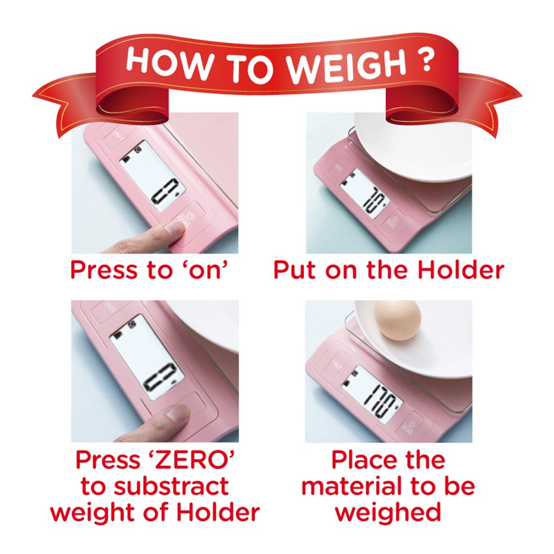 Endo High Precision Digital Kitchen Scale - Pink (E - DKS5460 PINK) - Metro Singapore Departmental Store - Celebrating 69 Years in SG