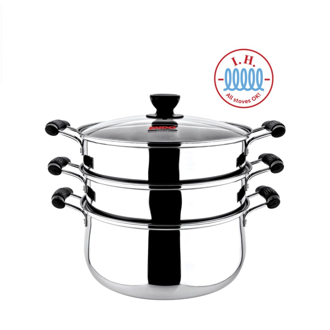Endo Stainless Steel Steamer 30cm 3 - Tier (E - S303T) - Metro Singapore Departmental Store - Celebrating 69 Years in SG
