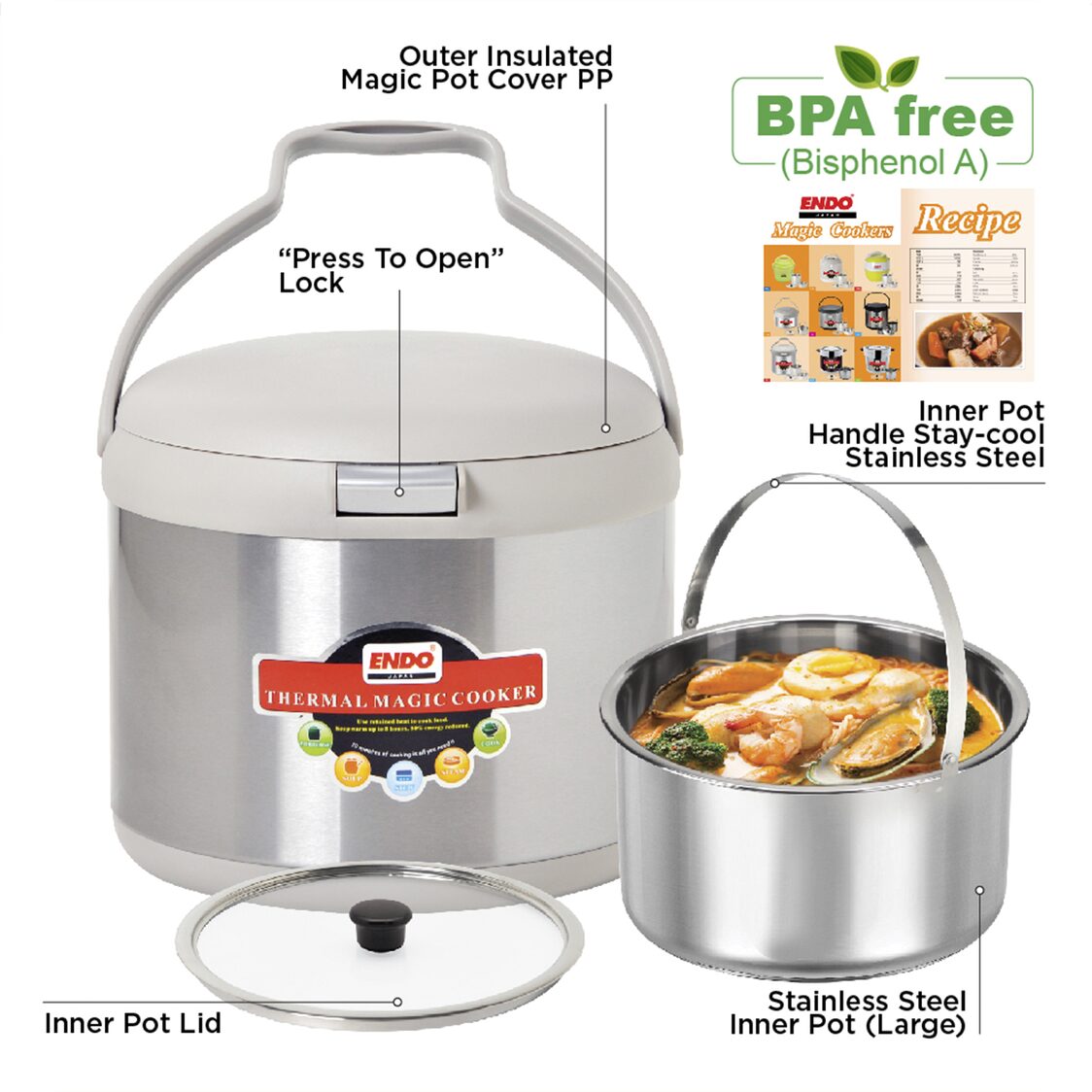 Endo Thermal Magic Cooker 3.5L - Tall (E - TMC3.5 - T) - Metro Singapore Departmental Store - Celebrating 69 Years in SG