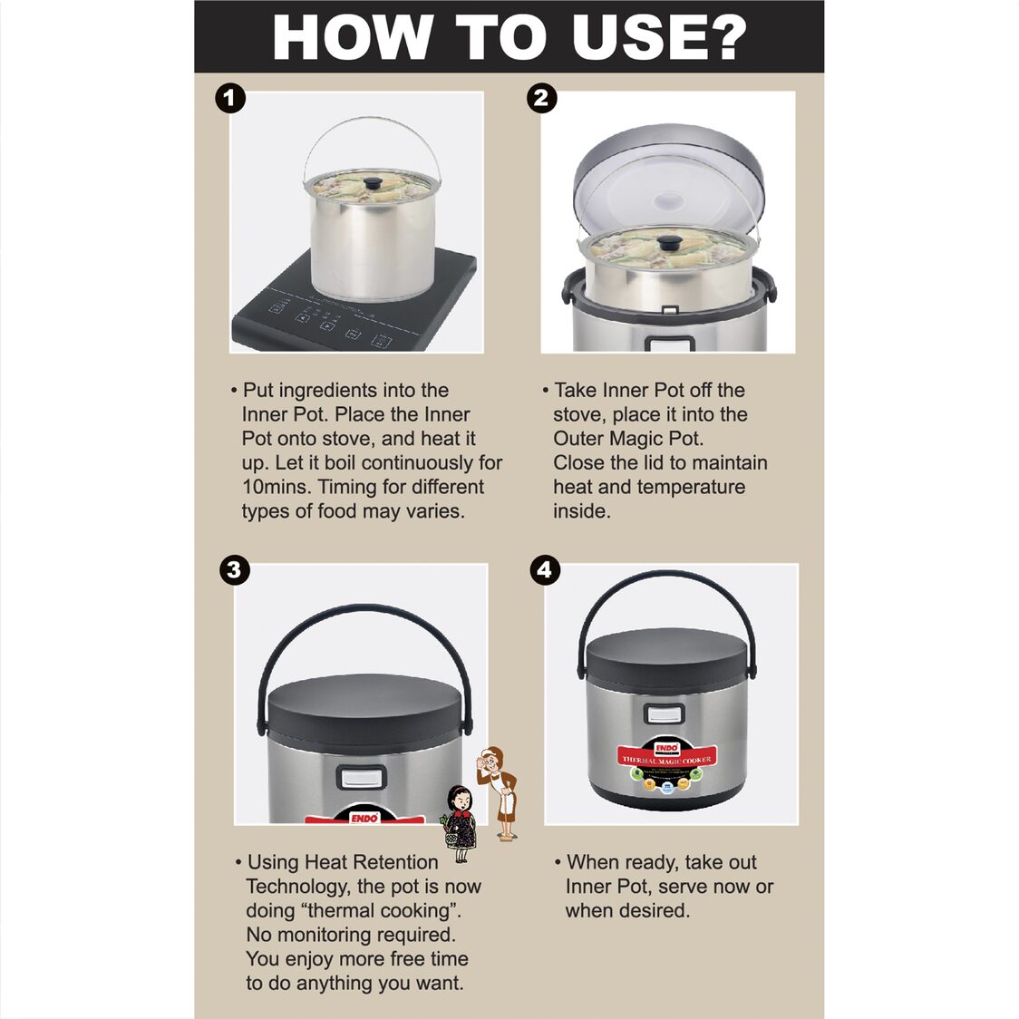 Endo Thermal Magic Cooker 5L (E - TMC5 - N) - Metro Singapore Departmental Store - Celebrating 69 Years in SG