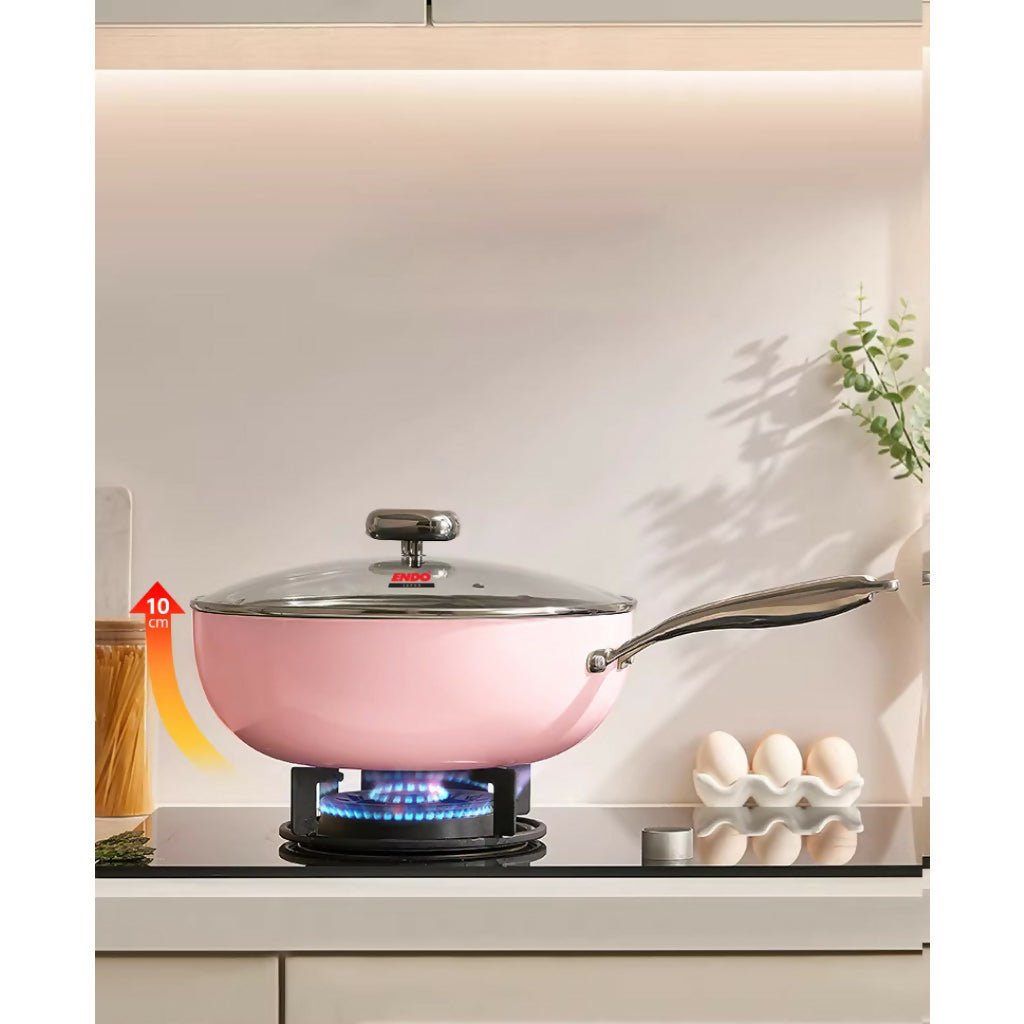 Endo Wagashi 32cm I.H. Skillet Wok - Pink (E - WGS - 32SW - PINK) - Metro Singapore Departmental Store - Celebrating 69 Years in SG