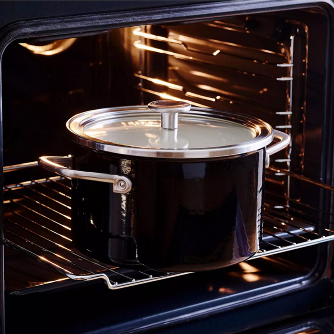 Kitchenaid 24cm Cast-Iron Enamel Casserole Black (GPKA668565) + Free Tupperware Smart Rice Dispenser