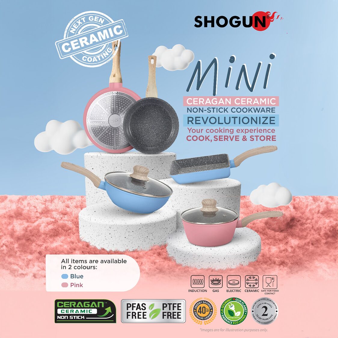 La Gourmet Shogun Okinawa Mini Ceramic Cooking Set (Non-Induction) - Blue LGSNMI417886