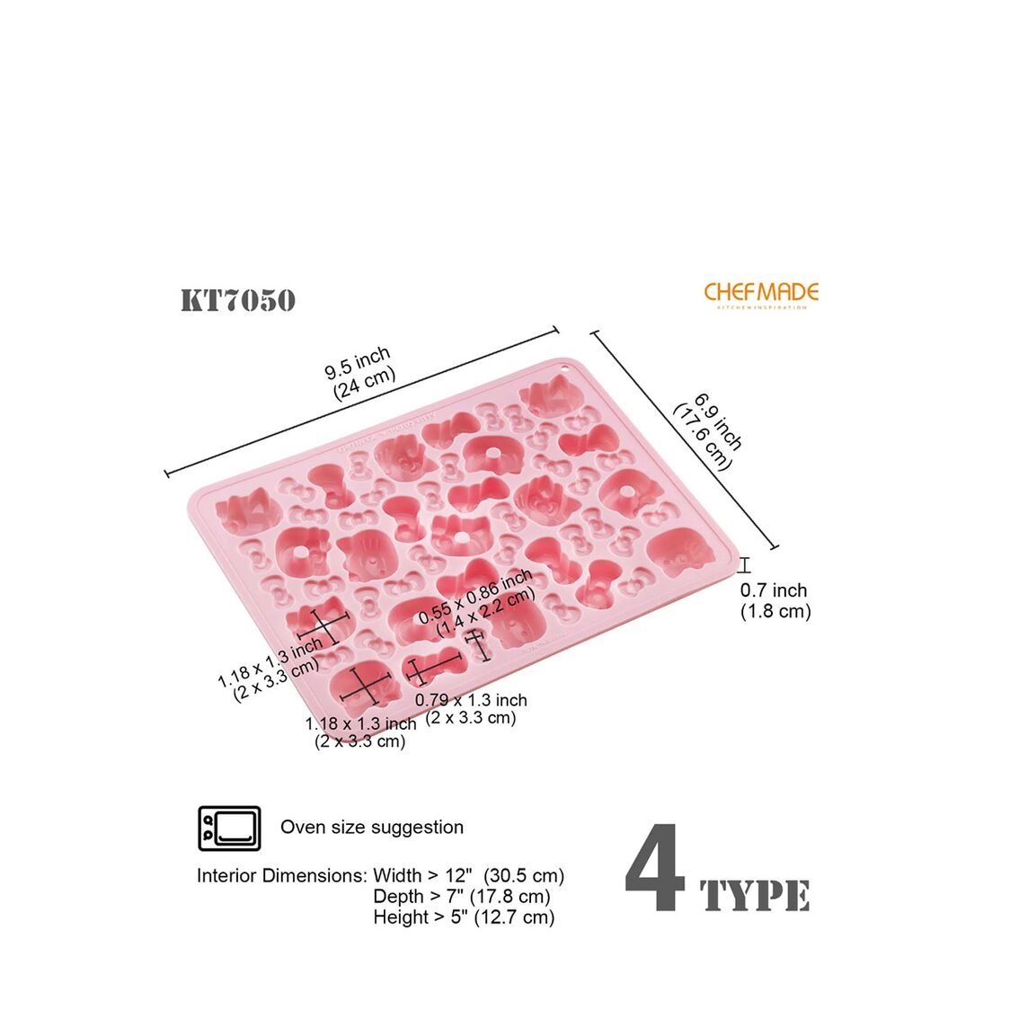 Chefmade Hello Kitty Silicone Chocolate Mould 1898CM-KT7050 - Pink
