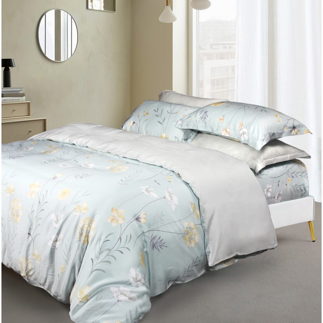 Eurotex Celestine made from 100% TENCEL™ fibers, Fitted Sheet / Bed Set-Ember