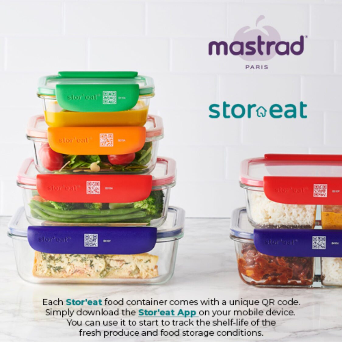 Mastrad Borosilicate Glass Rectangle Storage Box With Pp Lid Set Of 3