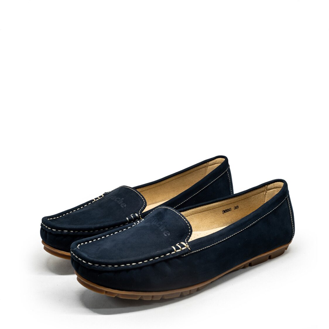 Caratti 3688 Ladies Leather Moccasins/Slip Ons (Blue)