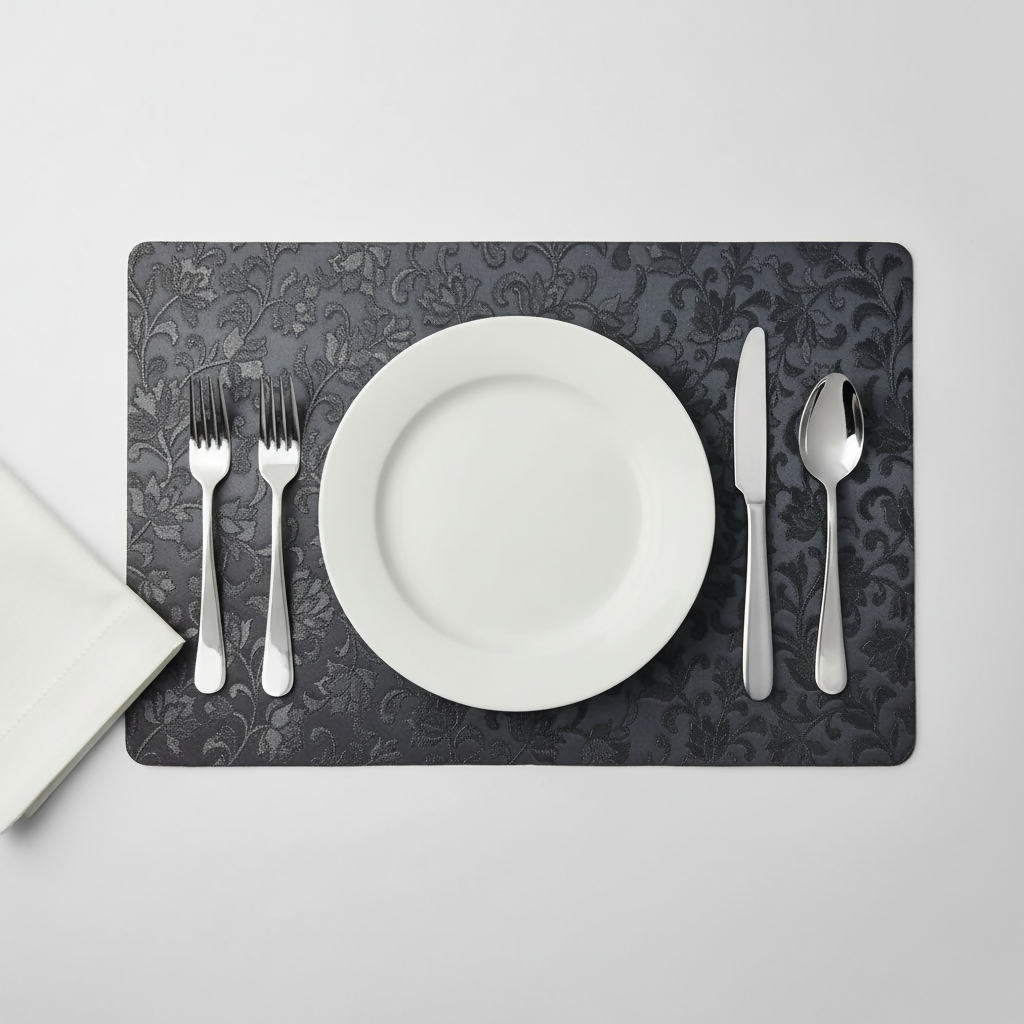 Rapee Ember Embossed PU Placemat – 30 x 45 cm – Black