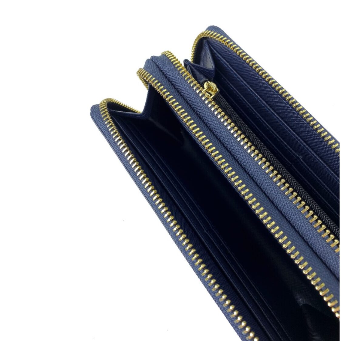 Mel&Co Saffiano-Effect Double Zip-Around Large Wallet With Wrist Strap