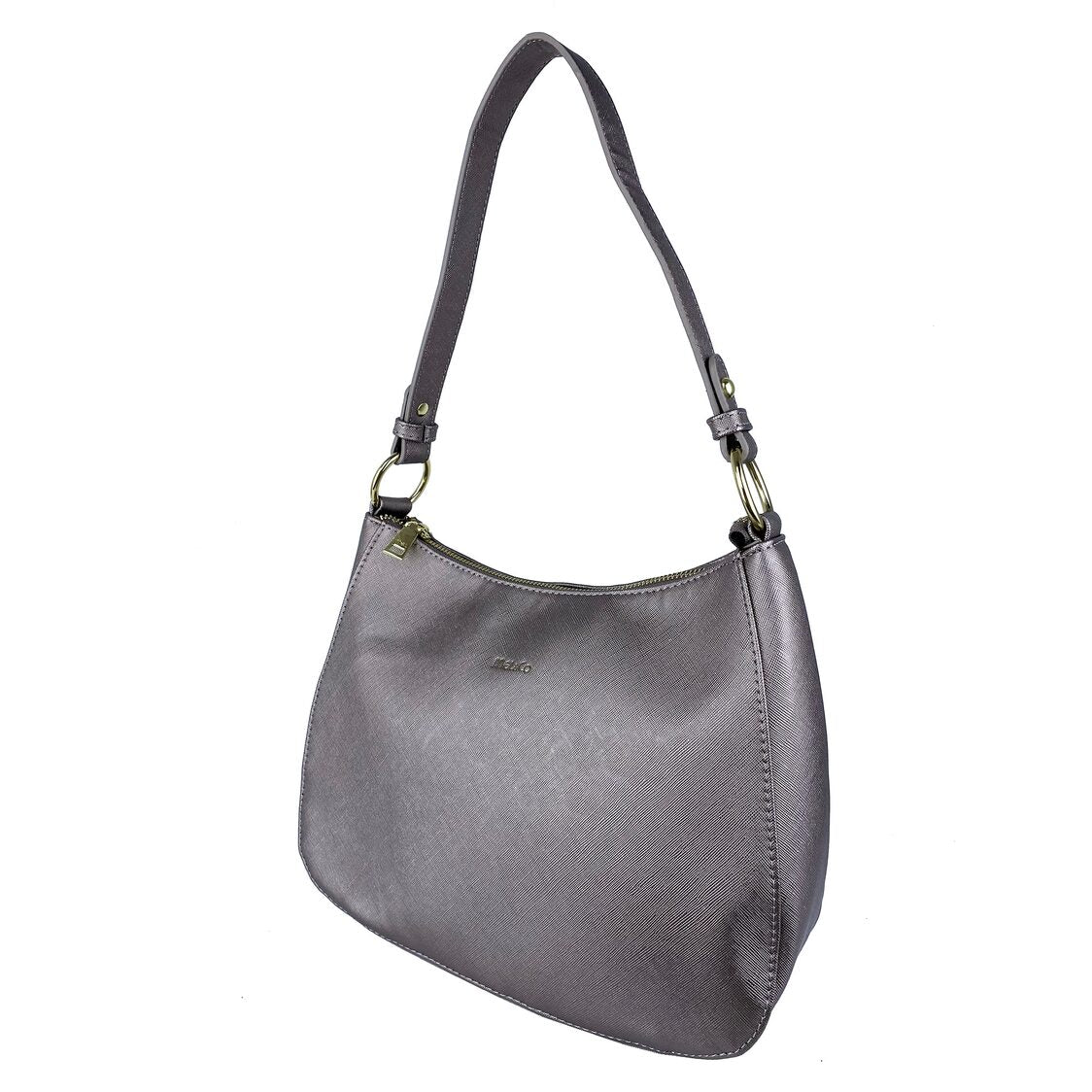 Mel&Co Saffiano-Effect Curve Top Single handle Shoulder Bag