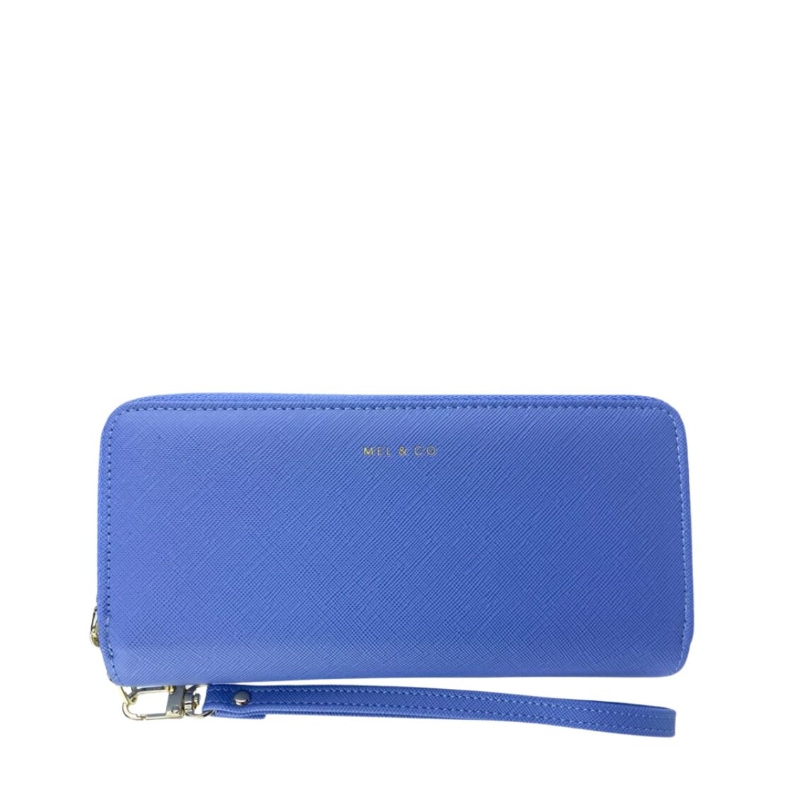 Mel&Co Saffiano-Effect Double Zip-Around Large Wallet With Wrist Strap