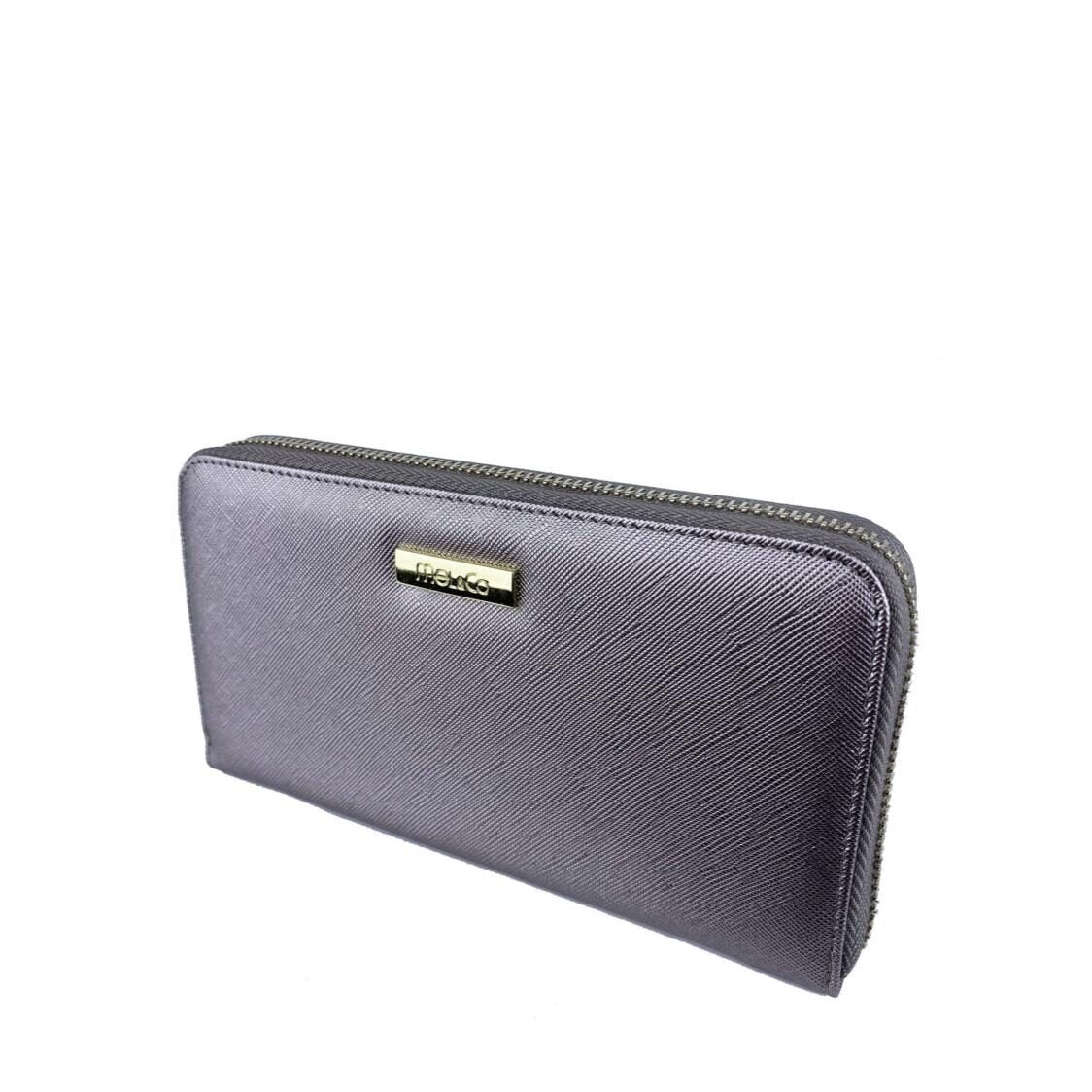 Mel&Co Saffiano Leatherette Zip-Around Long Wallet