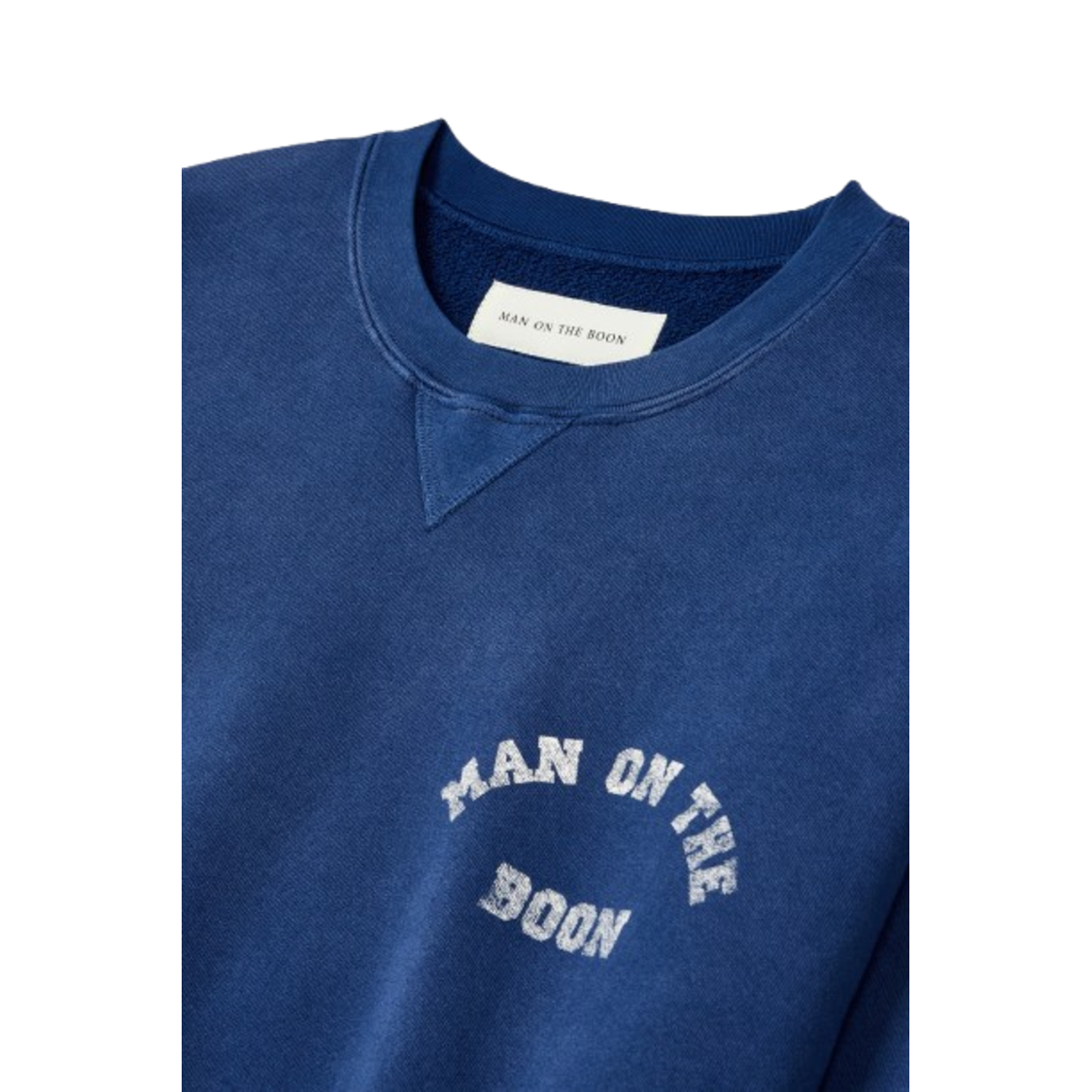Man On The Boon Made In Usa Washed Terry Sweat Crew Blue