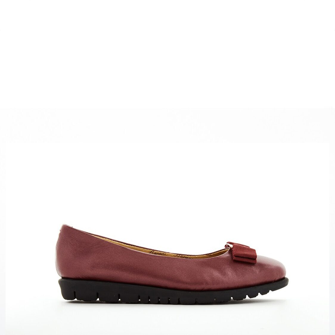 Barani 8841-33 Leather Pumps/Ballet Flats Maroon (With Fixed Buckle)