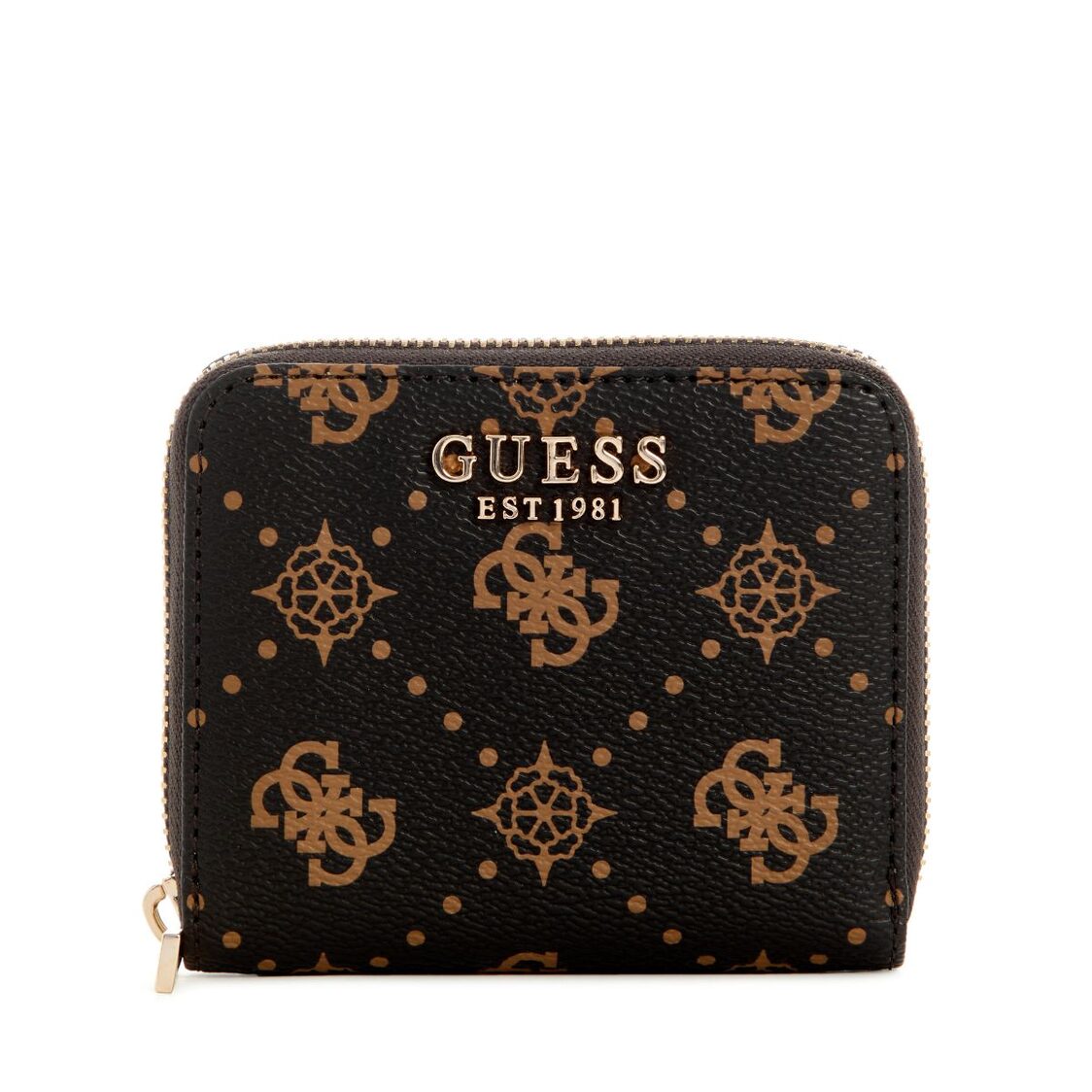 Guess Silia Slg Small Zip Around - Espresso Logo