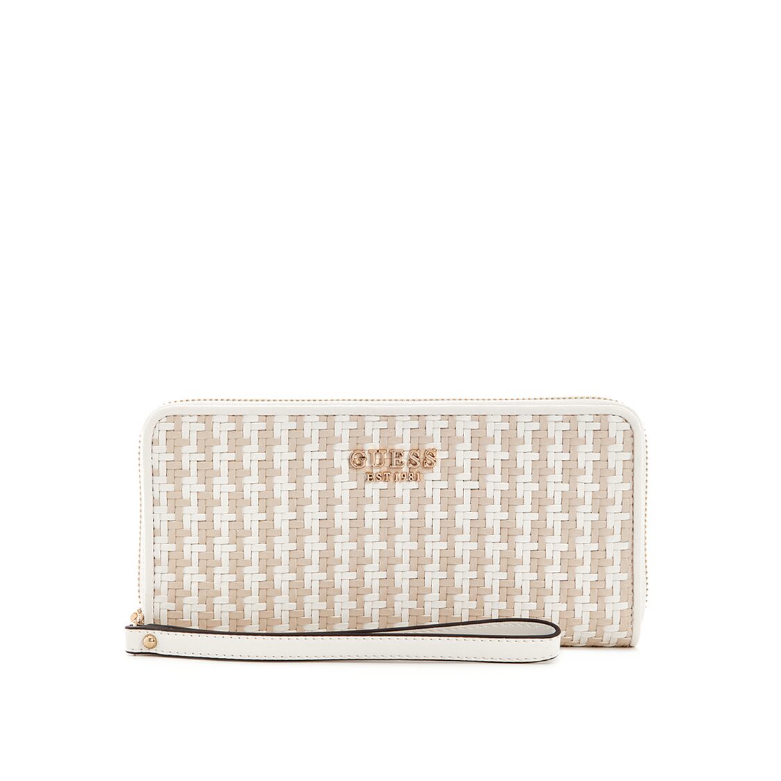 Guess Mirema Slg Large Zip Around,White Multi