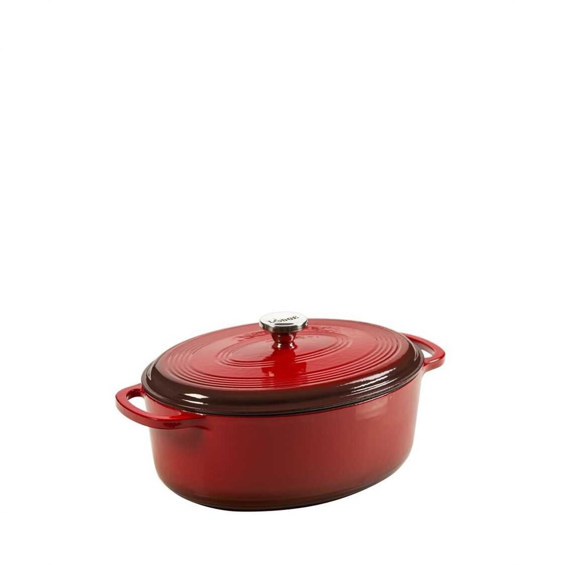 Lodge 7 Quart Oval Red Enameled Cast Iron Dutch Oven