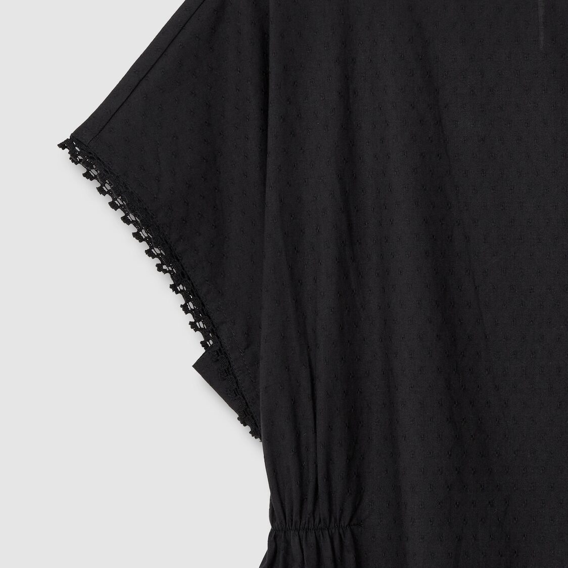 Jaju Women Eyelet Dobby Short Sleeve Pajama Dress Black