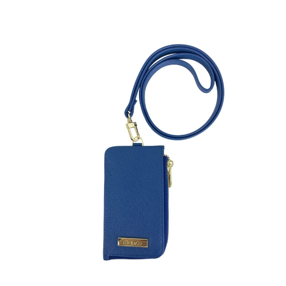 Mel&Co Saffiano Leatherette Zip-Up Lanyard Card Holder