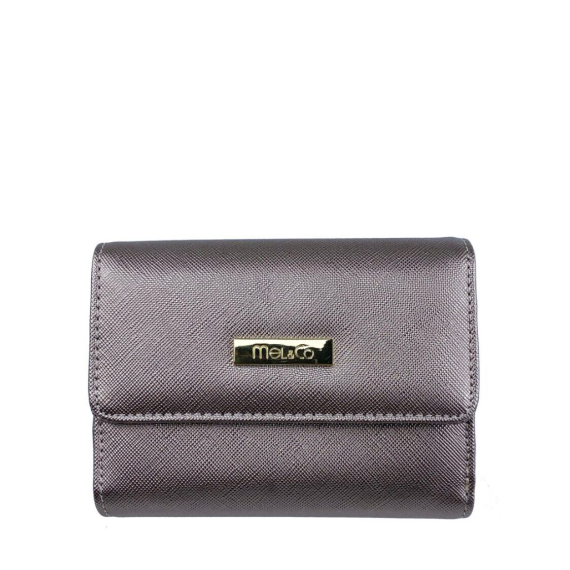 Mel&Co Saffiano Leatherette Half Flap Mid-Size Wallet