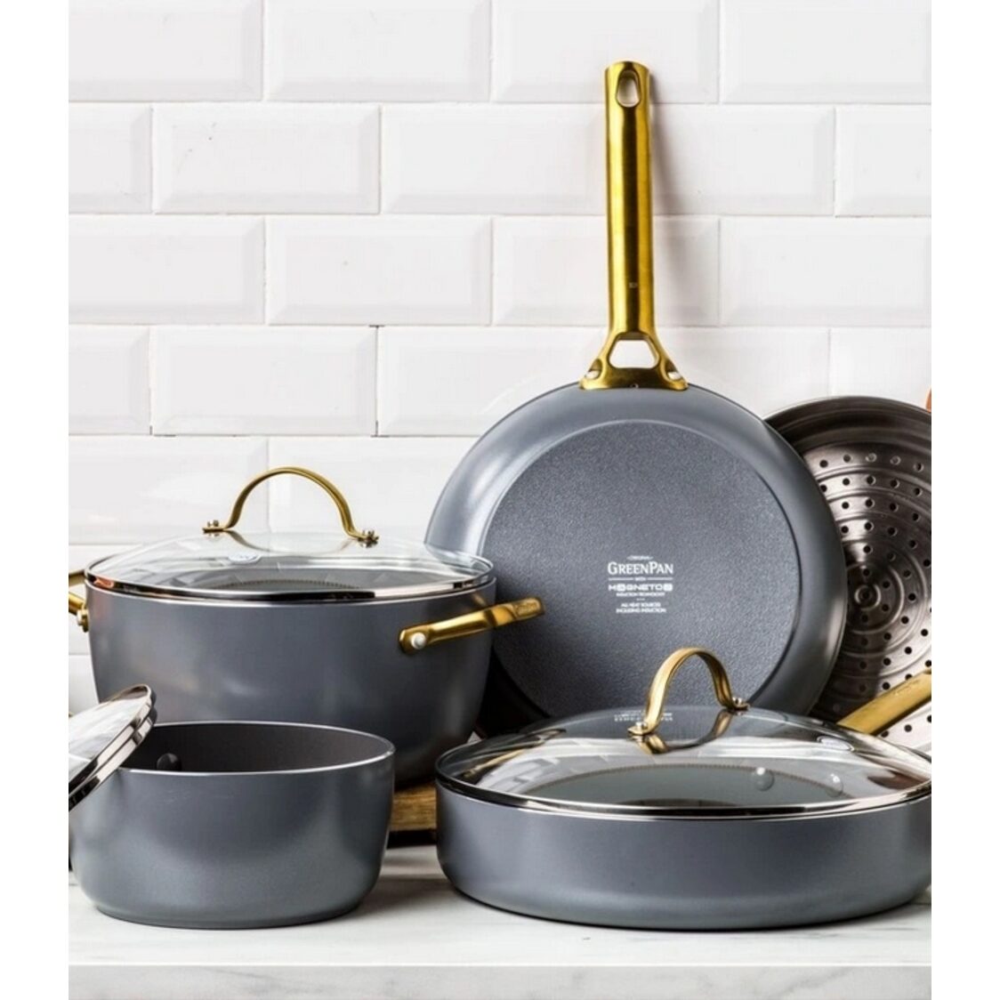 Greenpan Padova Healthy Ceramic 5pcs Cooking Set - Grey GPPA014893 - Metro Singapore Departmental Store - Celebrating 69 Years in SG