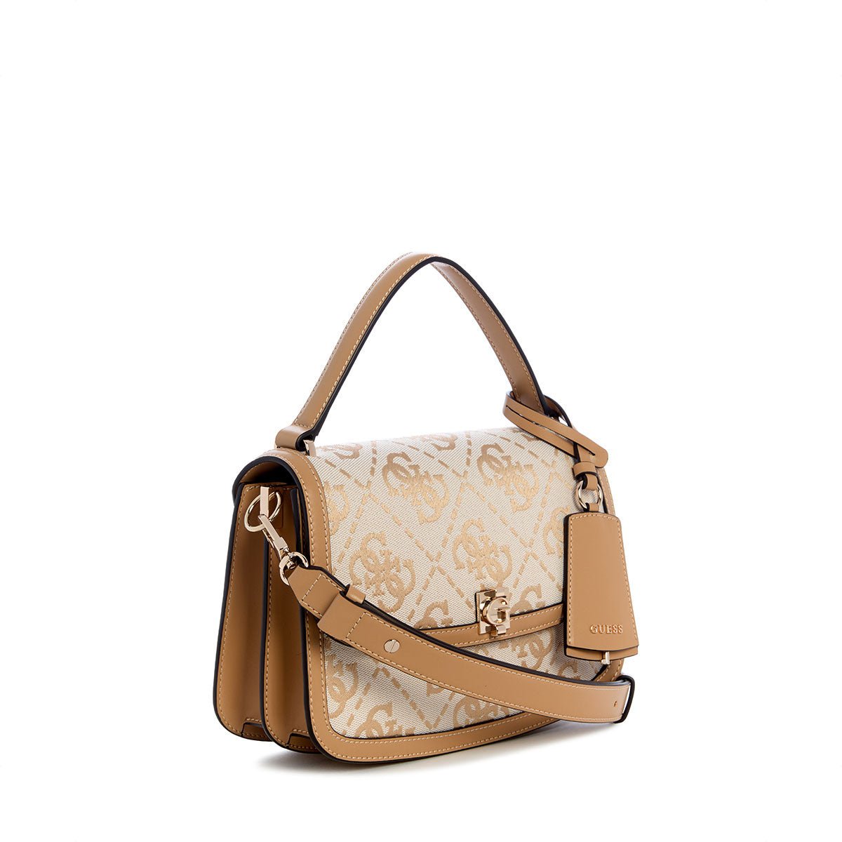 Guess Audrey Logo Convertible Crossbody Flap - Beige Logo - Metro Singapore Departmental Store - Celebrating 69 Years in SG