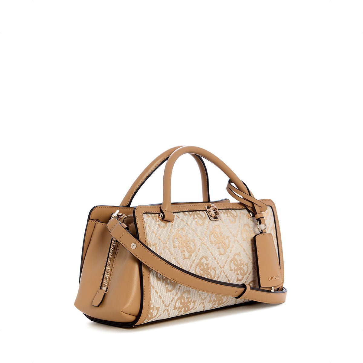 Guess Audrey Logo Sml Gfrnd Satchel - Beige Logo - Metro Singapore Departmental Store - Celebrating 69 Years in SG