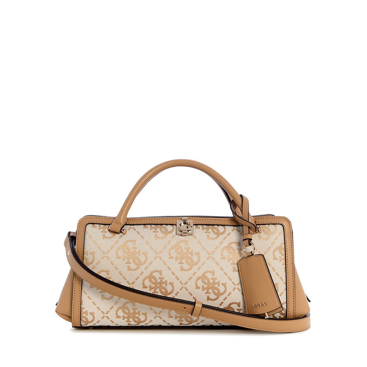 Guess Audrey Logo Sml Gfrnd Satchel - Beige Logo - Metro Singapore Departmental Store - Celebrating 69 Years in SG