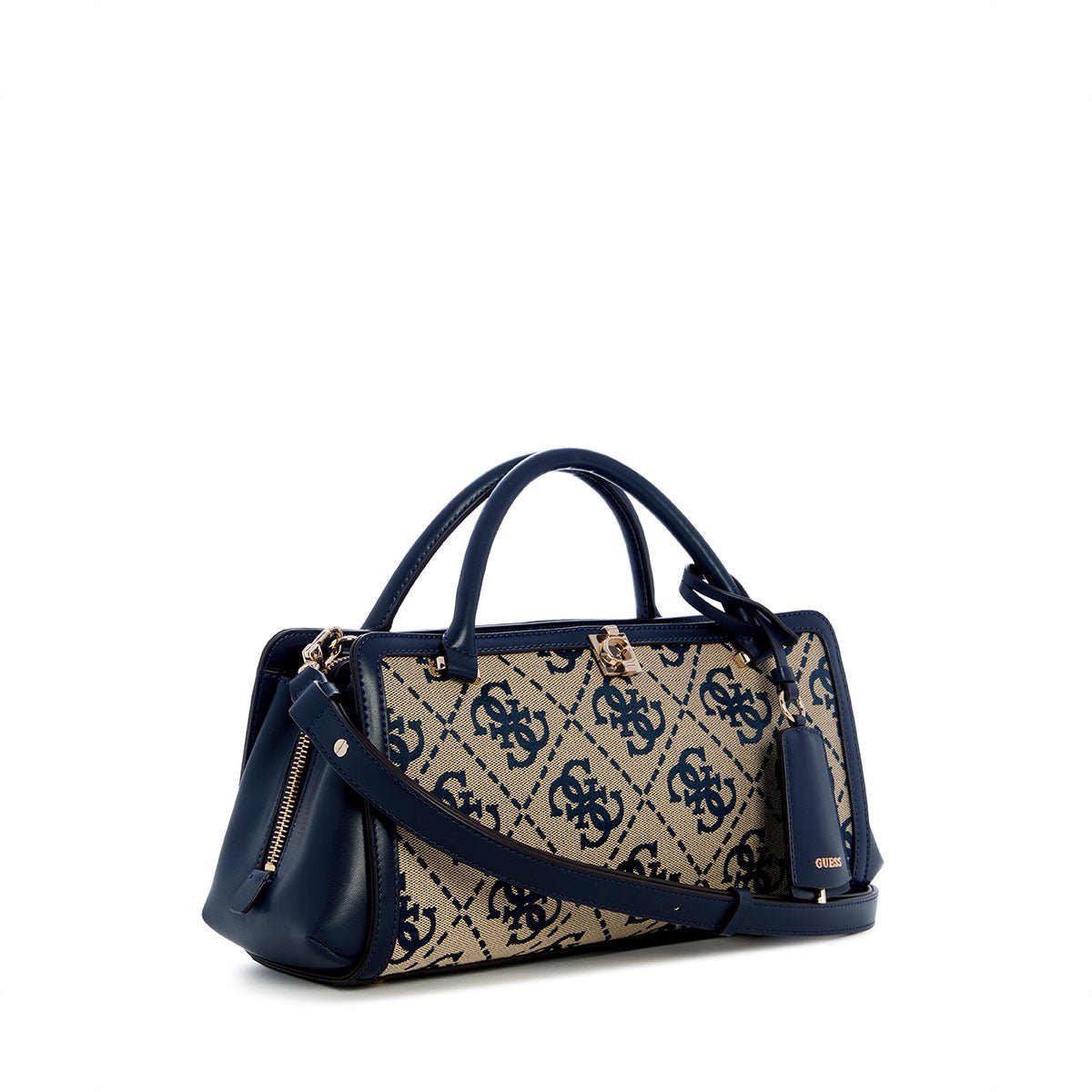 Guess Audrey Logo Sml Gfrnd Satchel - Navy Logo - Metro Singapore Departmental Store - Celebrating 69 Years in SG