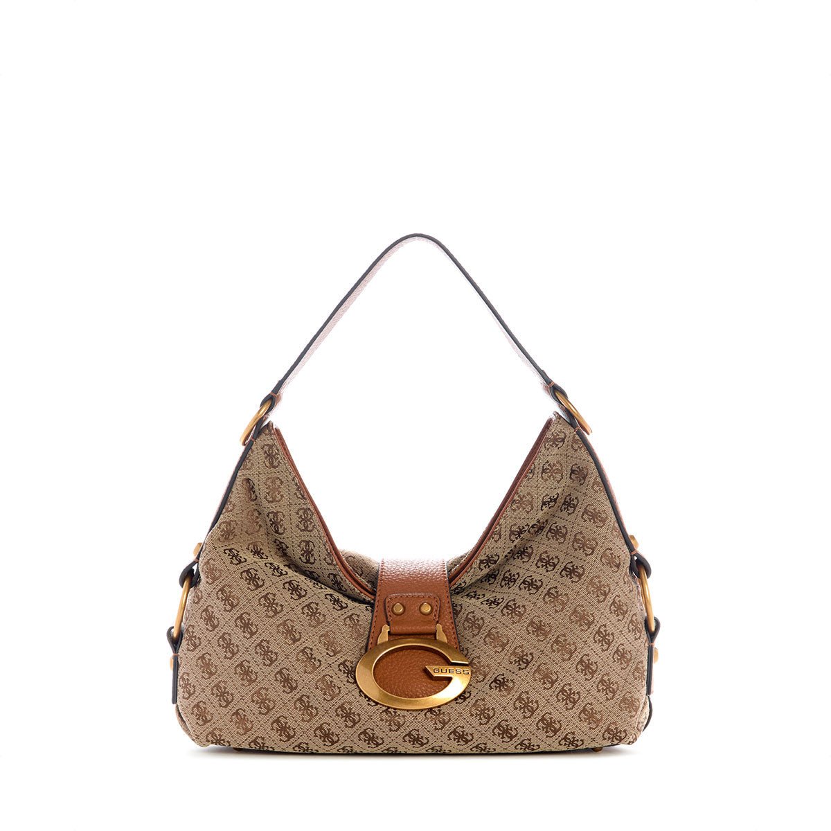 Guess Camden Shoulder Bag - Latte Logo/Cognac - Metro Singapore Departmental Store - Celebrating 69 Years in SG