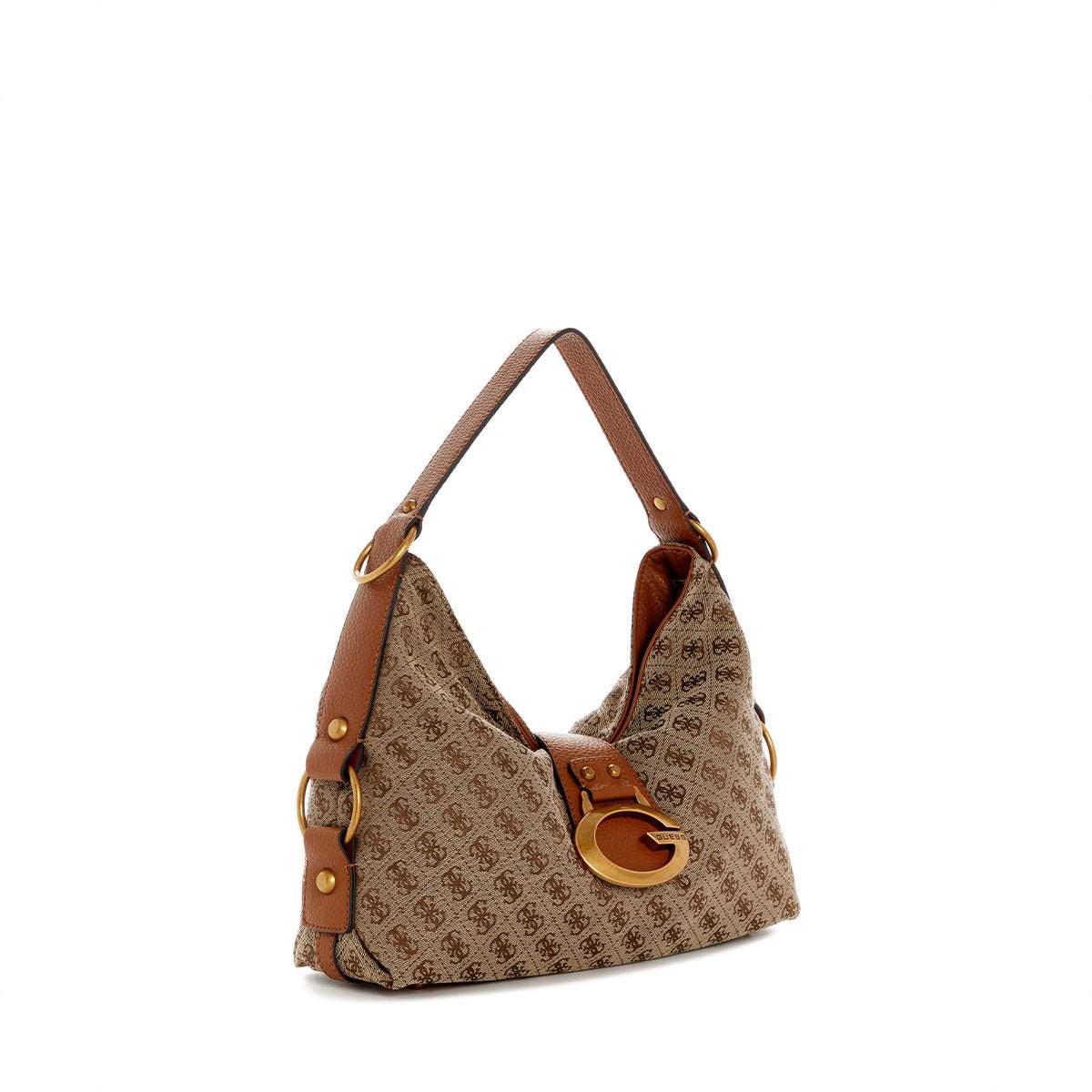 Guess Camden Shoulder Bag - Latte Logo/Cognac - Metro Singapore Departmental Store - Celebrating 69 Years in SG