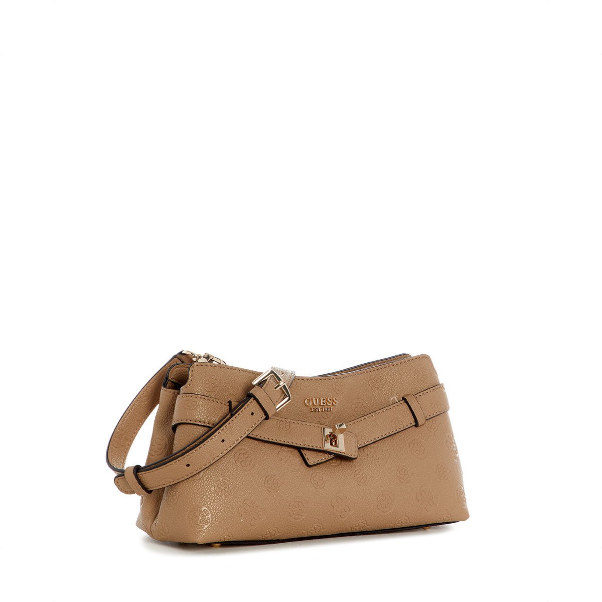 Guess Ella Logo Girlfriend Crossbody - Beige Logo - Metro Singapore Departmental Store - Celebrating 69 Years in SG