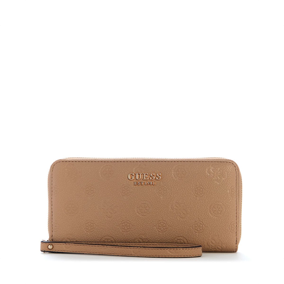 Guess Ella Logo SLG Large ZIP Around - Beige Logo - Metro Singapore Departmental Store - Celebrating 69 Years in SG
