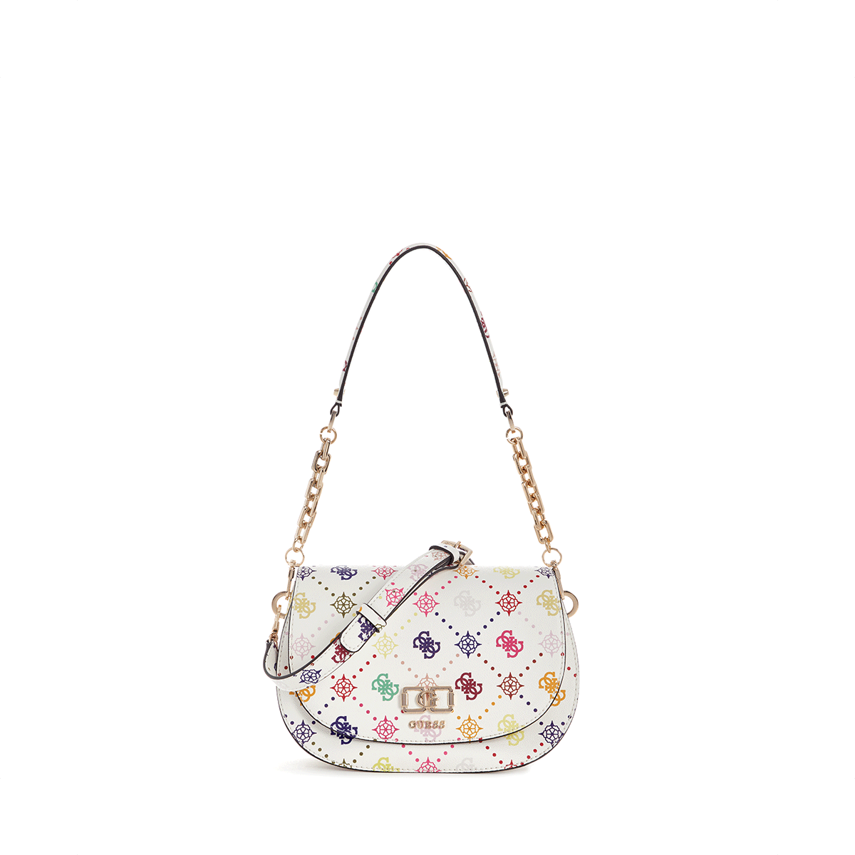 Guess Emelie Logo Flap Shoulder Bag - multi Logo - Metro Singapore Departmental Store - Celebrating 69 Years in SG