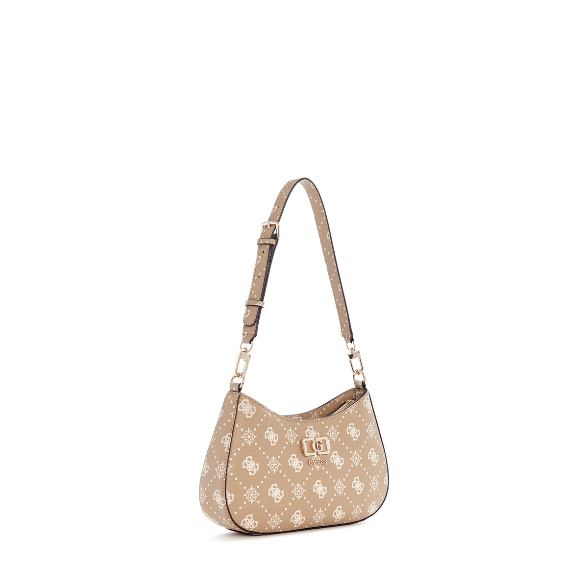 Guess Emelie Logo Top ZIP Shldr Bag - biscotti Logo - Metro Singapore Departmental Store - Celebrating 69 Years in SG