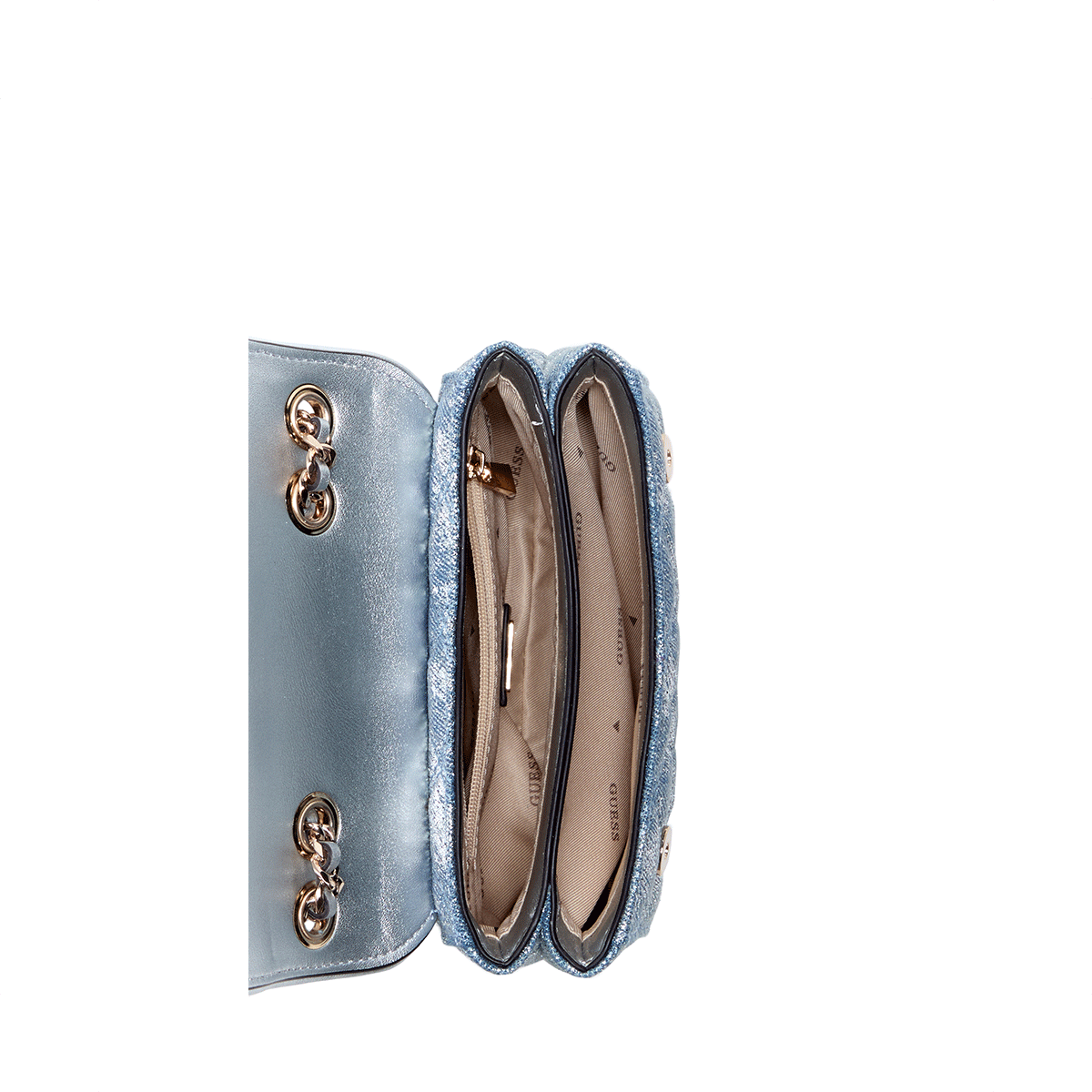 Guess Giully Ii Mini 2 Comp Cvtr Flp - metallic Denim - Metro Singapore Departmental Store - Celebrating 69 Years in SG