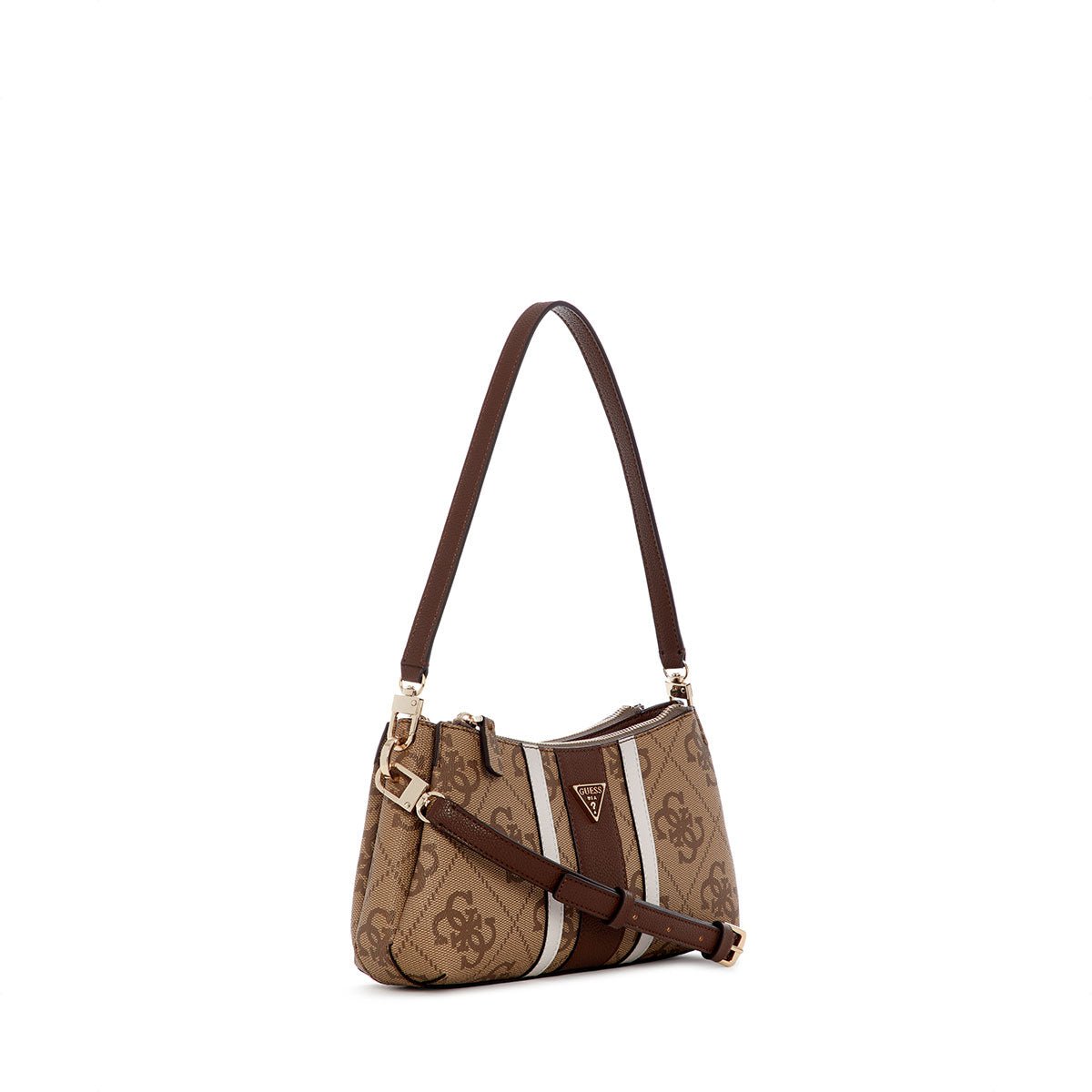 Guess Noelle II 3 Comp Shoulder Crossbody - Latte Logo/Brown - Metro Singapore Departmental Store - Celebrating 69 Years in SG