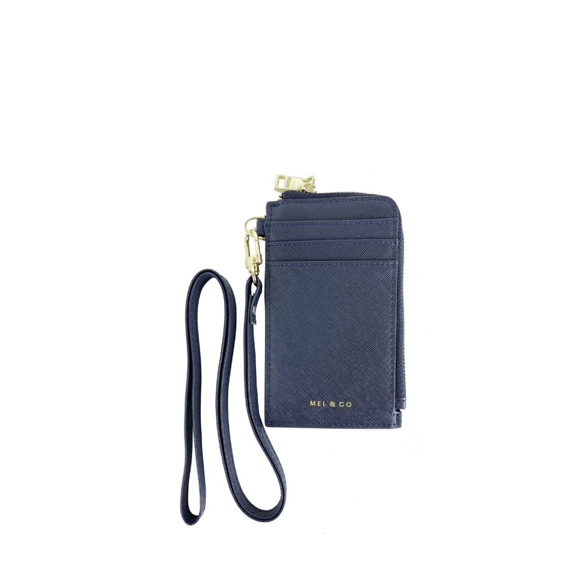 Mel&Co Saffiano-Effect L-Zip Lanyard Card Holder