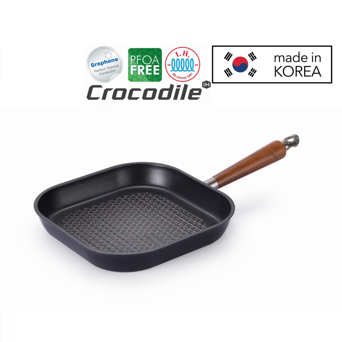 Happycall Crocodile IH Graphene Die Cast Square Grill Pan 28cm (3001 - 0763) - Metro Singapore Departmental Store - Celebrating 69 Years in SG