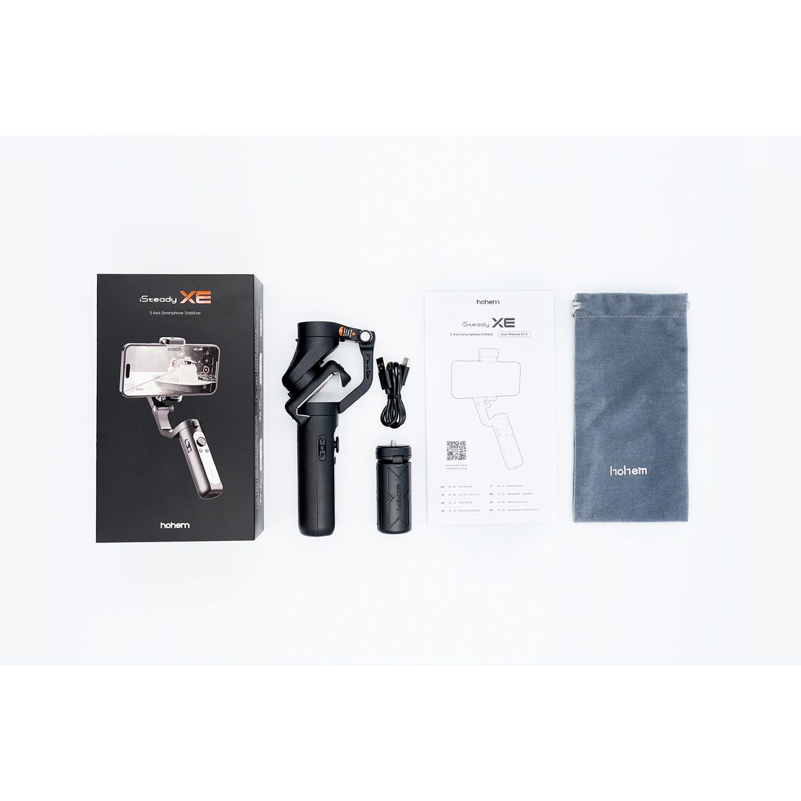Hohem iSteady XE 3 - Axis Palm Smartphone Gimbal with Magnetic Fill Light Black - Metro Singapore Departmental Store - Celebrating 69 Years in SG